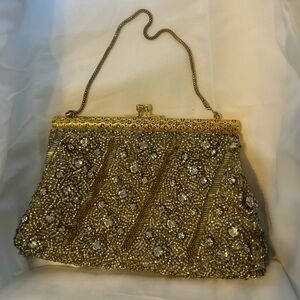 Walborg Gold and Silver Beaded Clutch